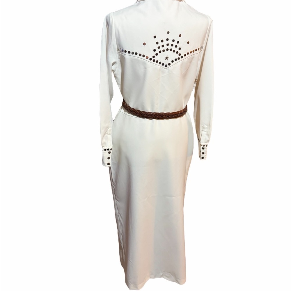 Vintage Sir James Maxi White Western-Style Button-Up Dress -Size 14/Large - Picture 7 of 16
